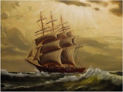 POLECAMY!  - DUŻYCH ROZMIARÓW PIĘKNY OBRAZ MARYNISTYCZNY XXw. (119cm x 89cm)