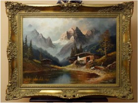 MEGA RARYTAS! ALPEJSKI KRAJOBRAZ - GUSTAW WEISS/GUWE (130 x 110)