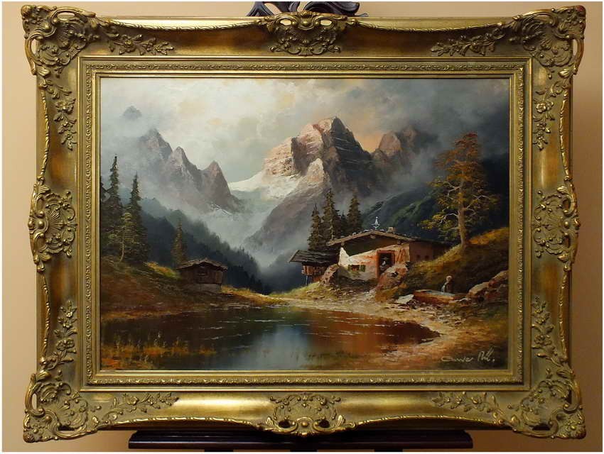 MEGA RARYTAS! ALPEJSKI KRAJOBRAZ - GUSTAW WEISS/GUWE (130 x 110)