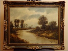 POLECAMY MALARSTWO! SIELANKOWY KRAJOBRAZ - HEINRICH ASCHENBROICH (Düsseldorf,1839-1909)