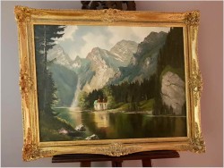 Widok na Kościół Św. Bartłomieja,  Jezioro Königssee - Niemcy XXw