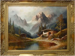 MEGA RARYTAS! ALPEJSKI KRAJOBRAZ - GUSTAW WEISS/GUWE (130 x 110)