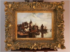 HOLLÄNDISCHE HAFENSTADT -  B.LAMBERT, Karl Kaufmann (Österreich, 1843–1901/05)