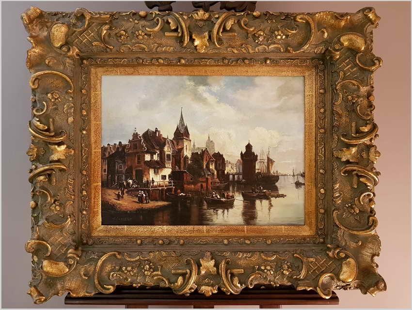 HOLLÄNDISCHE HAFENSTADT -  B.LAMBERT, Karl Kaufmann (Österreich, 1843–1901/05)