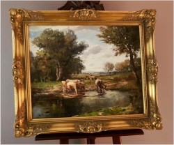 Nastrojowy Obraz! Krowy Przy Wodopoju - Karl Mohr (Düsseldorf 1922-2013)