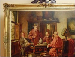 MALARSTWO RODZAJOWE! GEMÜTLICHE RUNDE - (Claüs BERNER XIX/XXw.) München