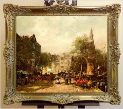ARCYDZIEŁO MALARSKIE! TARG KWIATOWY W AMSTERDAMIE! - DICKMEIS GERHARD (1918 – 1978)