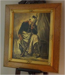 POLECAMY WYJĄTKOWY OBRAZ OLEJNY! WOJNA NAPOLEOŃSKA, ZRANIONY ŻOŁNIERZ - CARL FRANZ BAUER (Wien, 1879-1954)