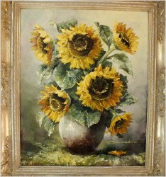 PAŁACOWY BUKIET KWIATÓW, SŁONECZNIKI W WAZONIE - (NIEMCY XXw.)