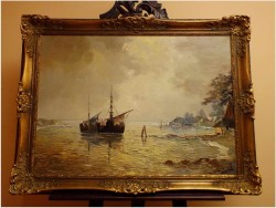 UNIKATOWY TEMAT! ŁODZIE ŻAGLOWE W ZATOCE -  Carol SPREE ur.1907r