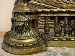 SECESYJNE WILKI DO KOMINKA, DEKORACJA KOMINKA - BRĄZ, FRANCJA XIXw.