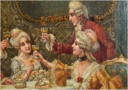 Stare Malarstwo Rokoko! Muzyka Śpiew i Wino - Stephan Sedláček (1868-1936 Wien)