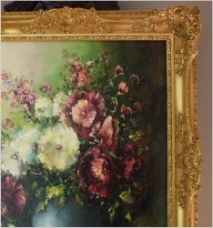 POLECAMY! PAŁACOWE MALARSTWO W BAROKOWEJ RAMIE, KWIATY W WAZONIE - FRIEDRICH KARL THAUER (1924-2009)