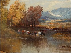 PEJZAŻ Z KROWAMI, RANDOLF WEHN 1911r.- CERTYFIKAT!