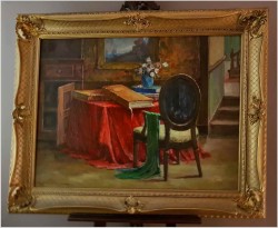 Wyjątkowa Pozycja! Wnętrze Biblioteki w Porannym Świetle - Richard Léon LEUTENEZ (1881-1963)