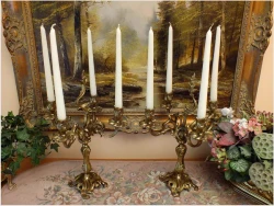 POLECAMY! STARY MOSIĘŻNY KOMPLET SECESYJNYCH ŚWIECZNIKÓW 2SZT