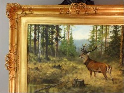 MALARSTWO AUKCYJNE! JELEŃ NA RYKOWISKU - ORYG. GEORG MAJEWICZ (1897-1965)