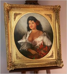 UNIKAT! ORYGINALNE HISZPAŃSKIE MALARSTWO - PORTRET PIĘKNEJ HISZPANKI (79cm x 69cm)