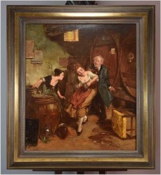 Scena w piwnicy! Zaloty przy winie ~ Gerhard Dickmeis (1918 - 1978)