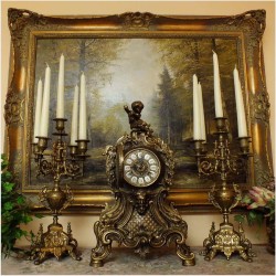 POLECAMY! PAŁACOWY ZEGAR Z KANDELABRAMI - (FHS HERMLE &SOHN) 15KG