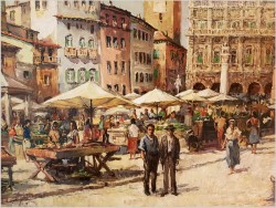 UNIKAT! PIAZZA DELLA ERBE, VERONA - HANS WOLF (1921 IN GRAZ; † 1972 EBENDA)