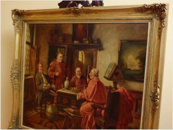 MALARSTWO RODZAJOWE! GEMÜTLICHE RUNDE - (Claüs BERNER XIX/XXw.) München