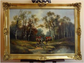 DUŻY OBRAZ ! POLOWANIE org. EUGEN OTTERBACH 1907r. (Certyfikat!)