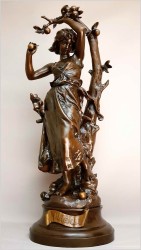 STARA FIGURA Z PRAWDZIWEGO BRĄZU 28KG - HIPPOLYTE MOREAU (1832-1927) ORYGINAŁ XIXw!