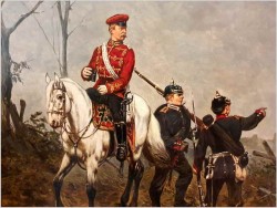 Stary obraz - Zwiadowcy! Soldaten mit pickelhaube - Carl Becker XIXw.