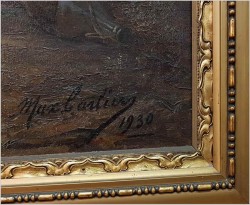 DUŻY MUZEALNY OBRAZ! MUSZKIETERZY W KARCZMIE, ZABAWA PSA Z KOTEM - Max Albert CARLIER (1872-1938)