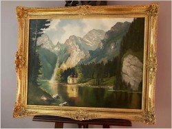 Widok na Kościół Św. Bartłomieja,  Jezioro Königssee - Niemcy XXw