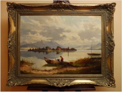 CHIEMSEEFISCHER VOR FRAUENINSEL - HELMUT STADELHOFER,München (*1914 Konstanz, gest. 1979 Verona)