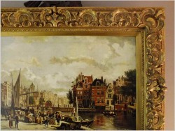 POLECAMY! NABRZEŻE STAREGO AMSTERDAMU - MAX GAISSER (AUGSBURG 1857-1922 MUNICH) ROZMIAR XXL