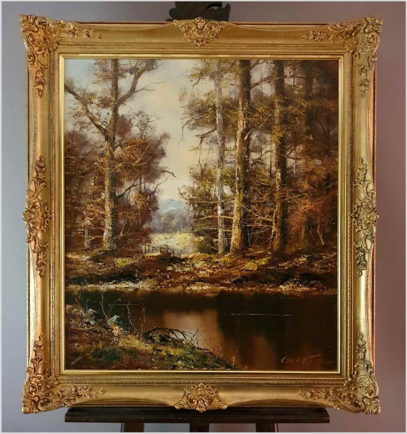 Stary obraz olejny! Tajemniczy las - Friedrich Karl Thauer (1924-2009)