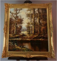 Stary obraz olejny! Tajemniczy las - Friedrich Karl Thauer (1924-2009)