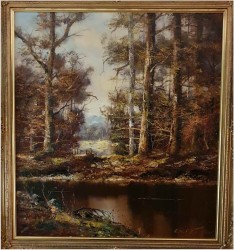 Stary obraz olejny! Tajemniczy las - Friedrich Karl Thauer (1924-2009)