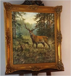 Malarstwo myśliwskie! Dostojny czternastak. Jeleń - oryg. Georg Majewicz (1897-1965)