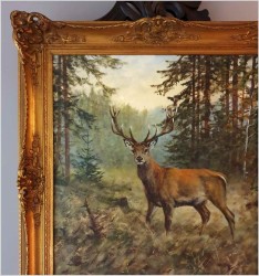 Malarstwo myśliwskie! Dostojny czternastak. Jeleń - oryg. Georg Majewicz (1897-1965)