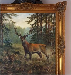 Malarstwo myśliwskie! Dostojny czternastak. Jeleń - oryg. Georg Majewicz (1897-1965)