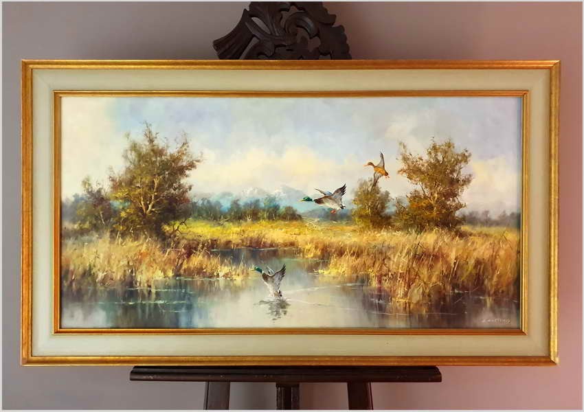 Panoramiczny obraz! Odlatujące kaczki - Horst Hartung (*1921 Berlin)