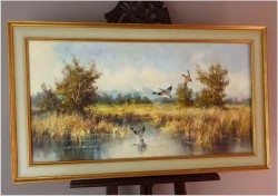 Panoramiczny obraz! Odlatujące kaczki - Horst Hartung (*1921 Berlin)