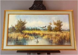 Panoramiczny obraz! Odlatujące kaczki - Horst Hartung (*1921 Berlin)