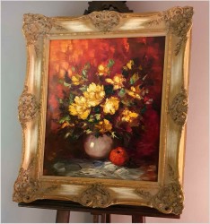 Pałacowy bukiet kwiatów w wazonie - (Niemcy XXw.)