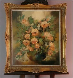 Obraz olejny do salonu. Kompozycja kwiatowa - Eduard Nowak *1921