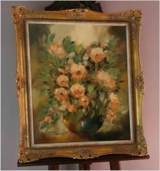 Obraz olejny do salonu. Kompozycja kwiatowa - Eduard Nowak *1921