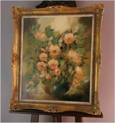 Obraz olejny do salonu. Kompozycja kwiatowa - Eduard Nowak *1921