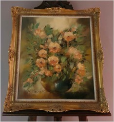 Obraz olejny do salonu. Kompozycja kwiatowa - Eduard Nowak *1921