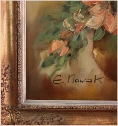 Obraz olejny do salonu. Kompozycja kwiatowa - Eduard Nowak *1921
