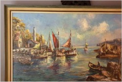 Duża Wspaniała Panorama Marynistyczna - Erik Broll XXw. / 143cm x 80cm