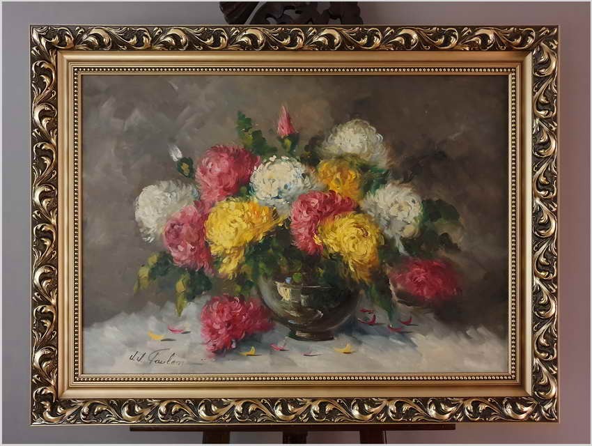 Obraz do salonu! Kwiaty w Wazonie -Jean-Jacques FOULON (1923-1980)